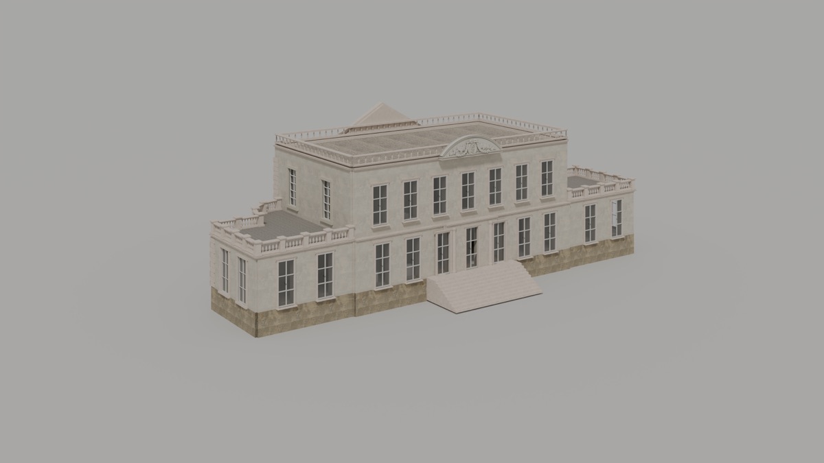 Rounded-pediment façade · native 6K