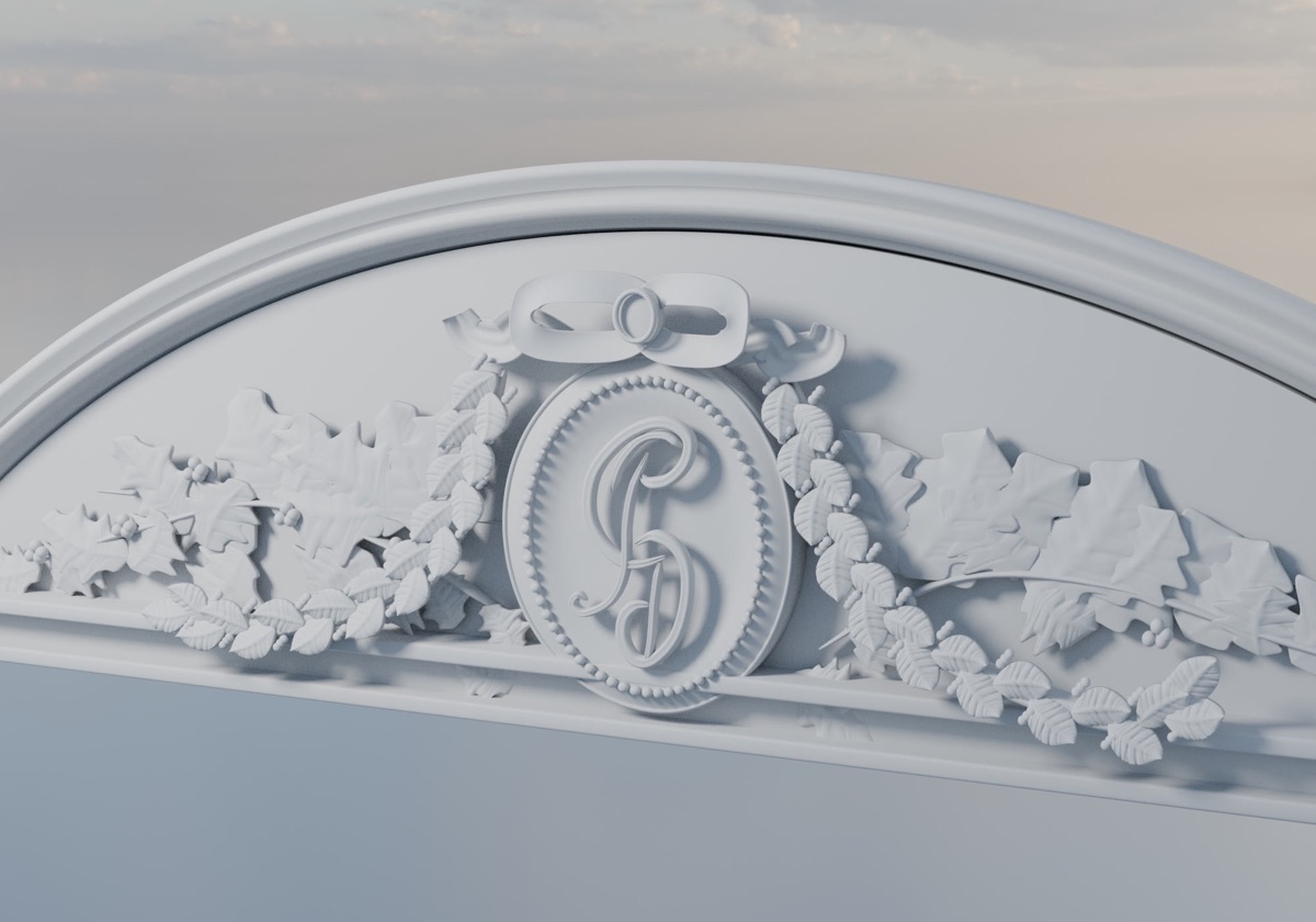 Rounded pediment · clay geometry detail